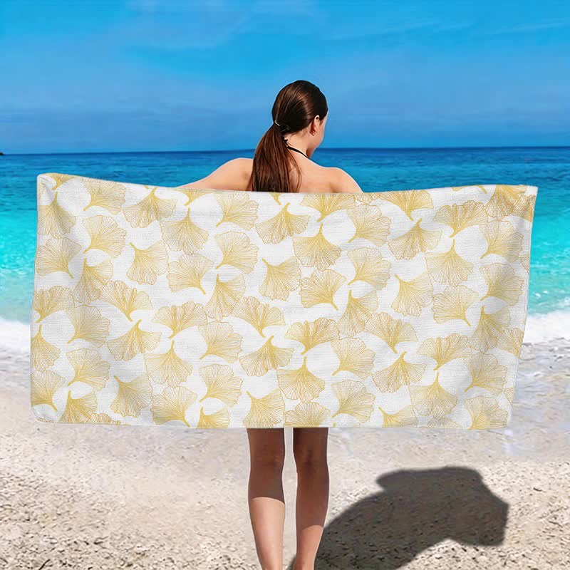 Artistic Line Art Ginkgo Beach Towel - image 6