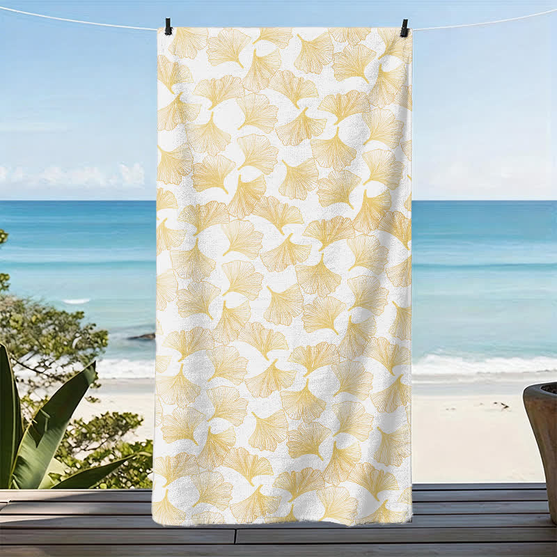 Artistic Line Art Ginkgo Beach Towel - image 7