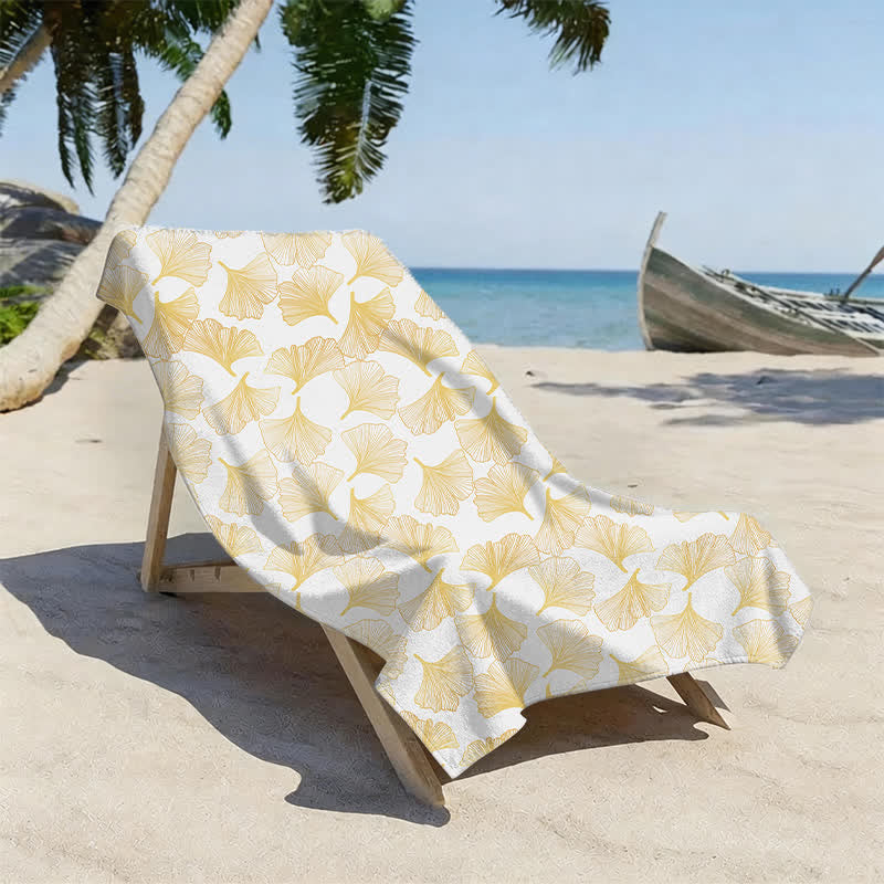 Artistic Line Art Ginkgo Beach Towel - image 5