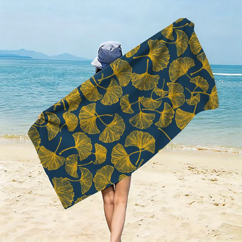 Rustic Ginkgo Biloba Beach Towel - Green - 59" x 27" - image 12