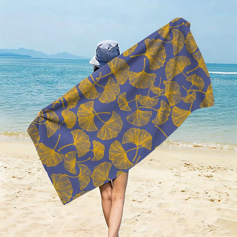 Rustic Ginkgo Biloba Beach Towel - Purple - 59" x 27" - image 8