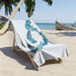Elegant Blue Ginkgo Leaf Beach Towel - image 1