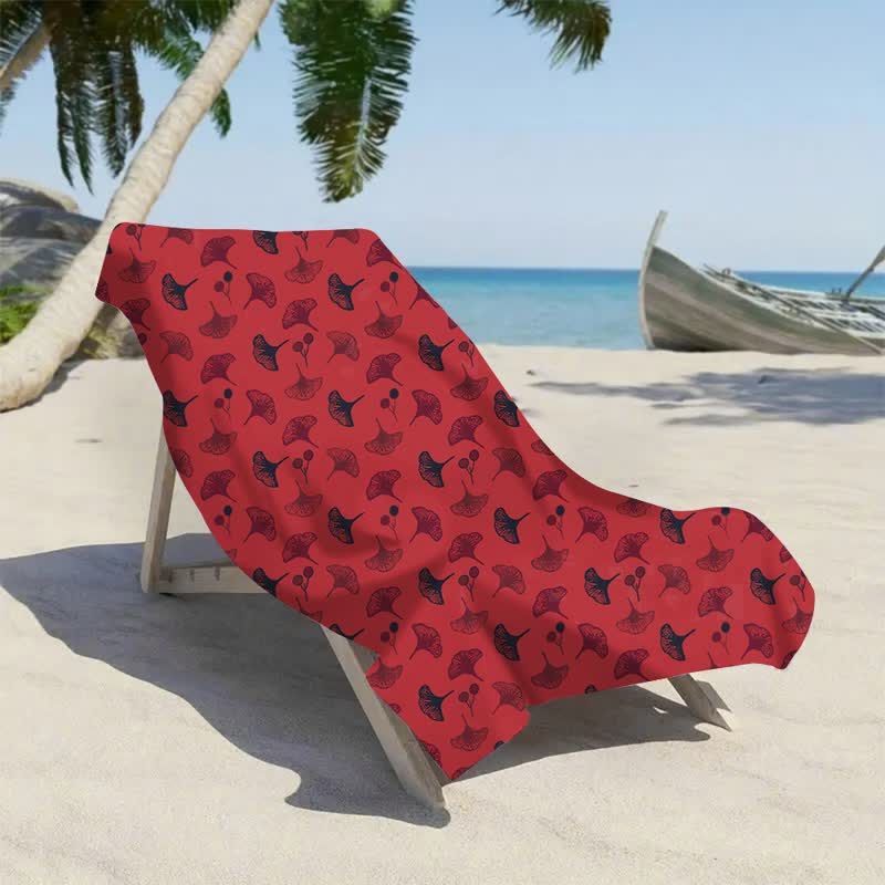 Botanical Ginkgo Leaf Beach Towel - image 1