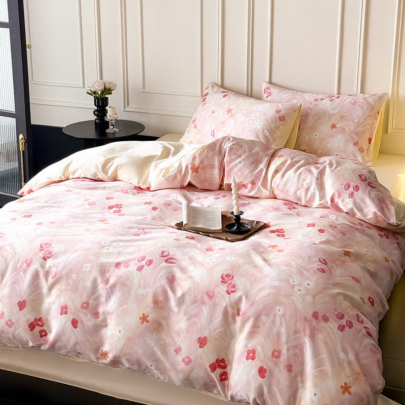 Elegant Pink Floral Cotton Bedding Set - image 4