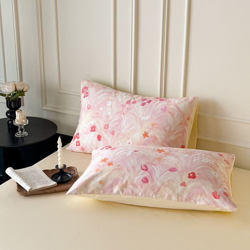 Elegant Pink Floral Cotton Bedding Set - image 6