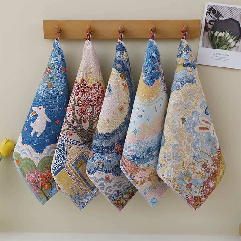 Cute Bunny Cotton Gauze Kitchen Towel - Multicolor - 5PCS - 13.39 " x 15.75" - image 3