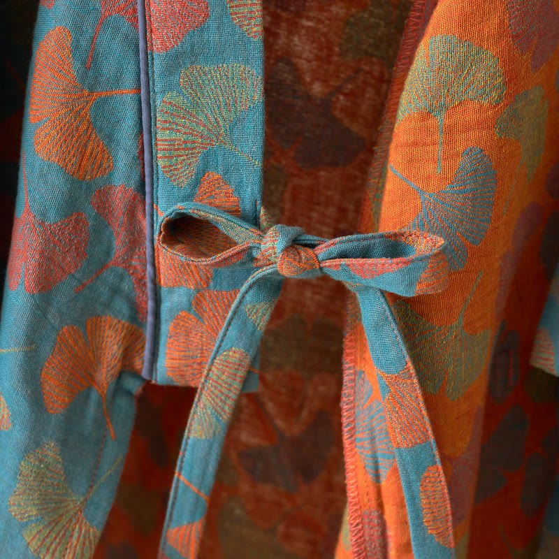 Ownkoti Ginkgo Leaf Cotton Kimono Loungewear Set - image 8