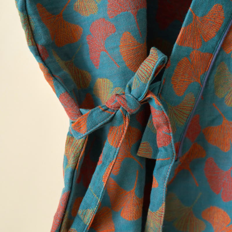 Ownkoti Ginkgo Leaf Cotton Kimono Loungewear Set - image 7