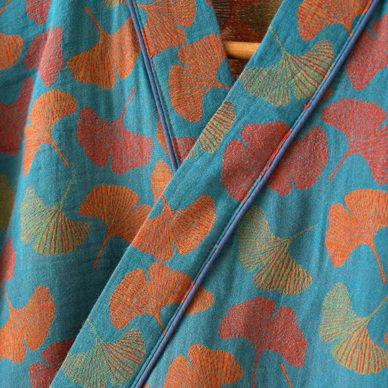 Ownkoti Ginkgo Leaf Cotton Kimono Loungewear Set - image 6