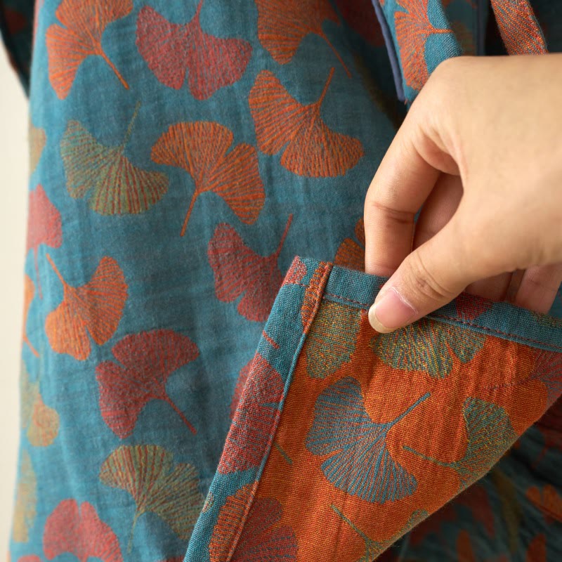 Ownkoti Ginkgo Leaf Cotton Kimono Loungewear Set - image 10