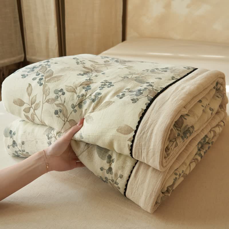 Fruit & Leaf Cotton Linen Quilt - image 6