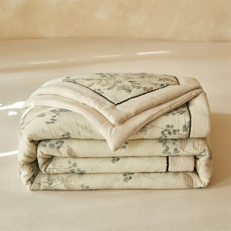 Fruit & Leaf Cotton Linen Quilt - image 1