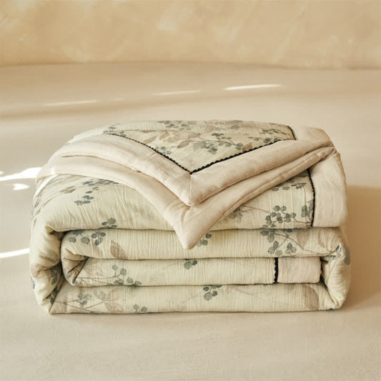 Fruit & Leaf Cotton Linen Quilt - image 1