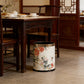 Chinoiserie Peony & Songbird Leather Trash Can - image 1