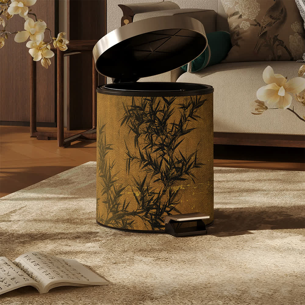 Oriental Zen Bamboo Print Leather Trash Can - image 4