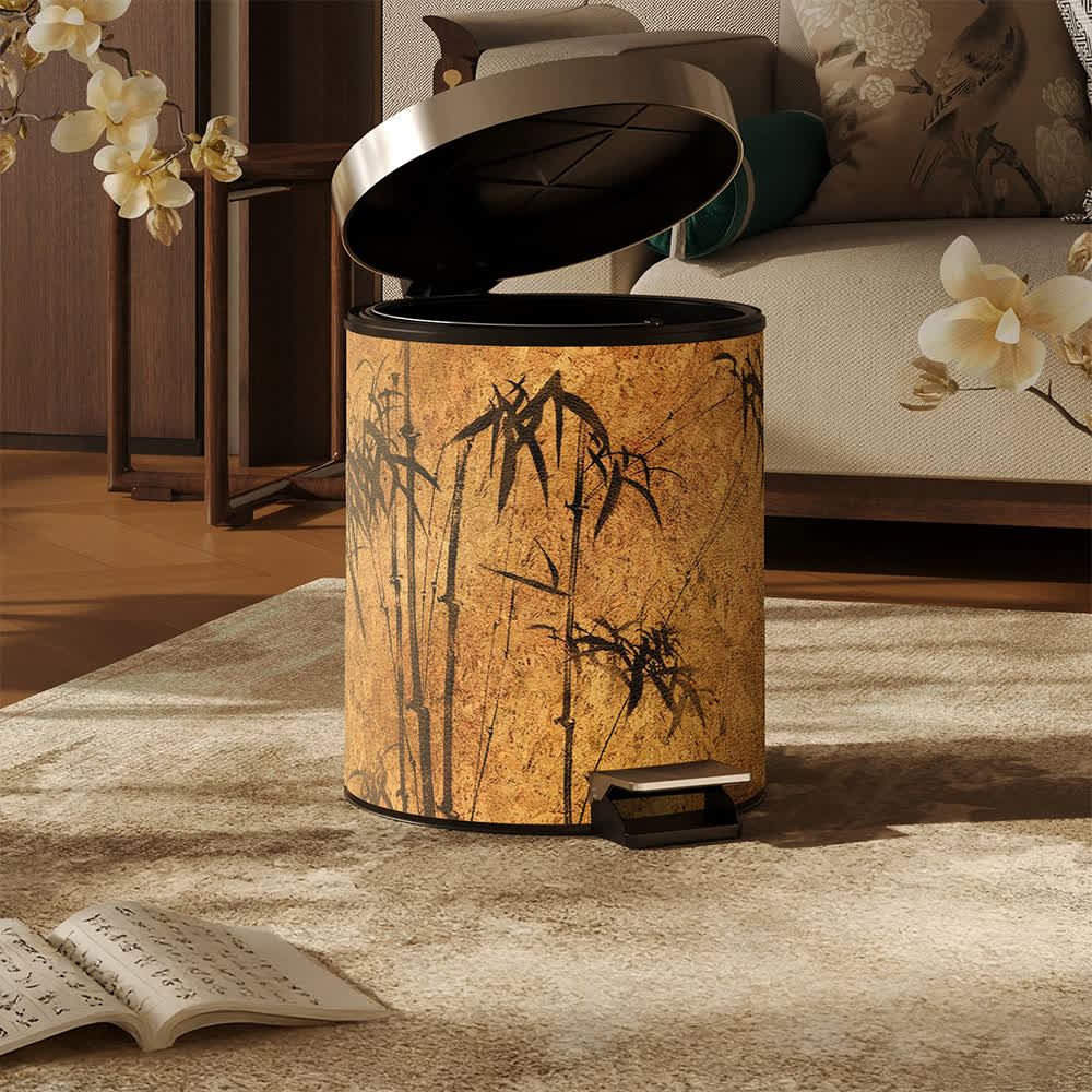 Oriental Zen Bamboo Print Leather Trash Can - image 12
