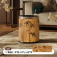 Oriental Zen Bamboo Print Leather Trash Can - Khaki - Standard - 9"W x 9"L x 10"H - image 11