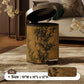 Oriental Zen Bamboo Print Leather Trash Can - Brown - Foot-Pedal - 10"W x 10"L x 12"H - image 7