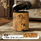 Oriental Zen Bamboo Print Leather Trash Can - Khaki - Foot-Pedal - 10"W x 10"L x 12"H - image 14