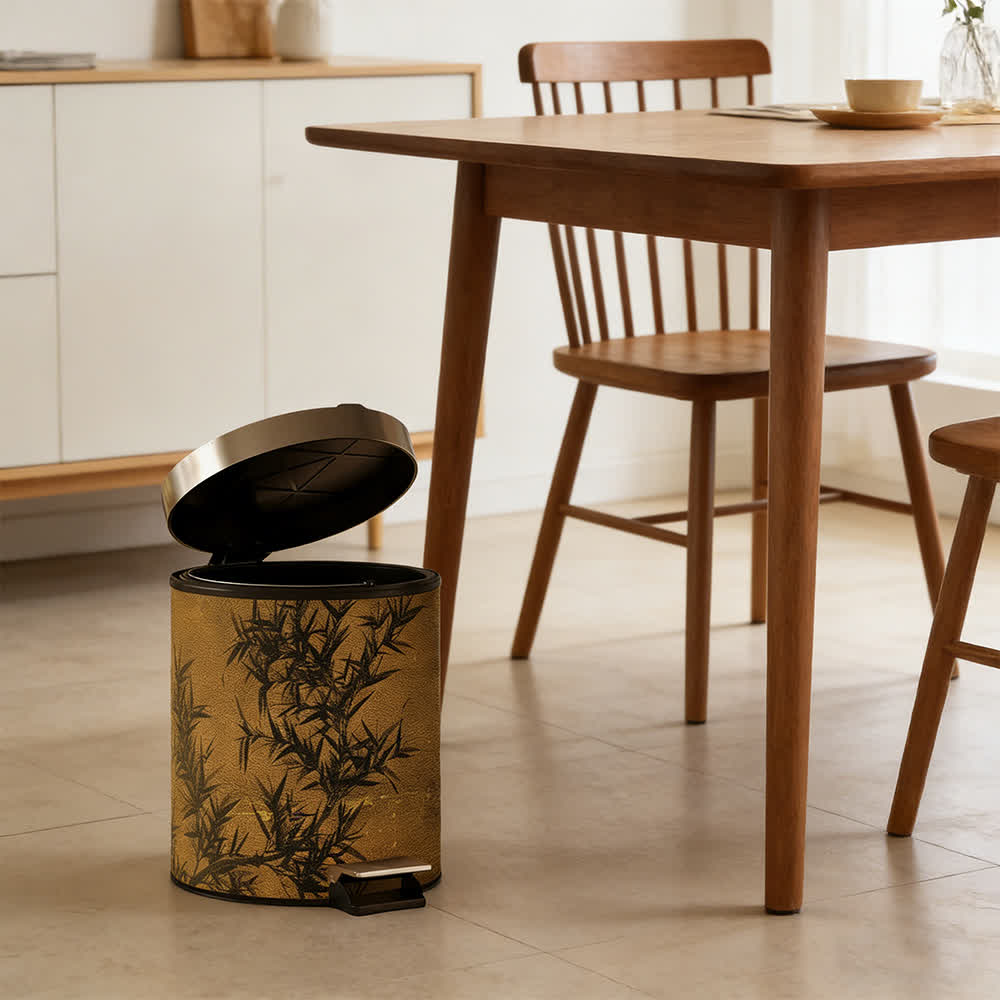 Oriental Zen Bamboo Print Leather Trash Can - image 5