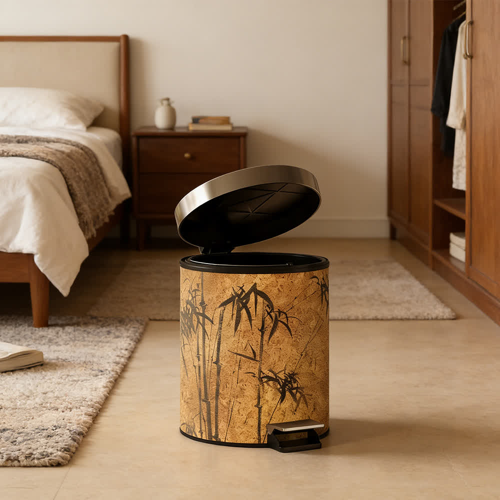 Oriental Zen Bamboo Print Leather Trash Can - image 13