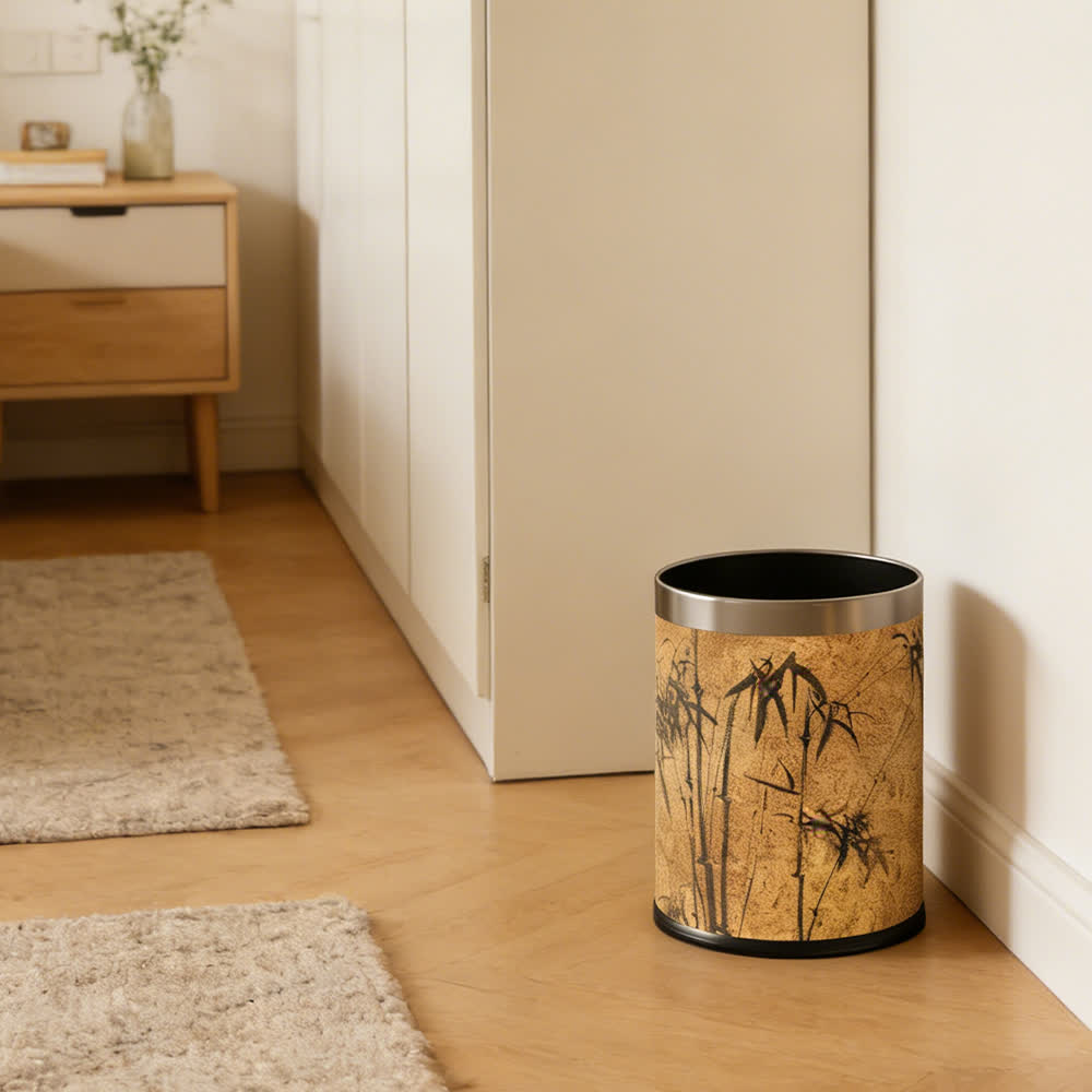 Oriental Zen Bamboo Print Leather Trash Can - image 10