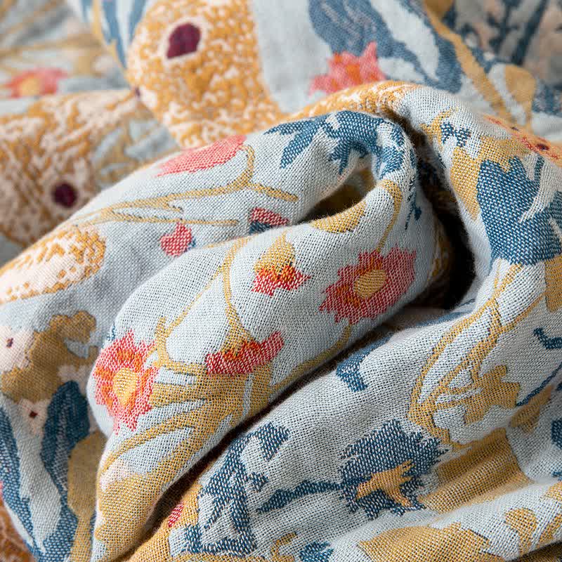 Country Floral & Bunny Cotton Gauze Quilt Blanket - image 5