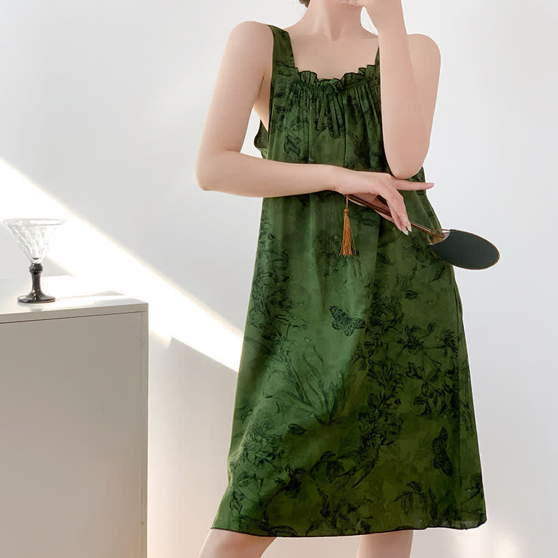 Botanical Butterfly Ruffle Neck Sleeveless Nightgown - image 2