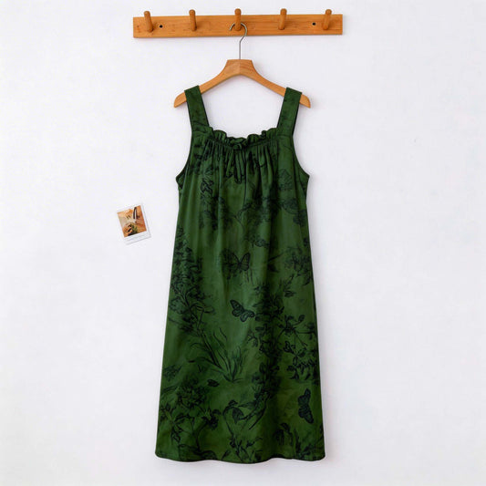 Botanical Butterfly Ruffle Neck Sleeveless Nightgown - image 1