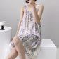 Purple Floral Ruffle Neck Sleeveless Nightgown - image 3