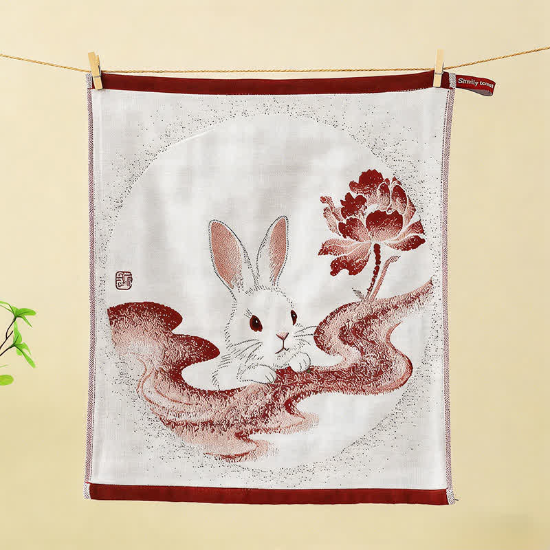 Eastern Bunny Cotton Gauze Kitchen Towel(3PCS) - Beige - Floral & Bunny - 13 " x 15" - image 7