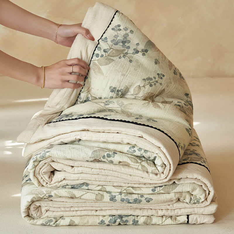 Fruit & Leaf Cotton Linen Quilt - image 7