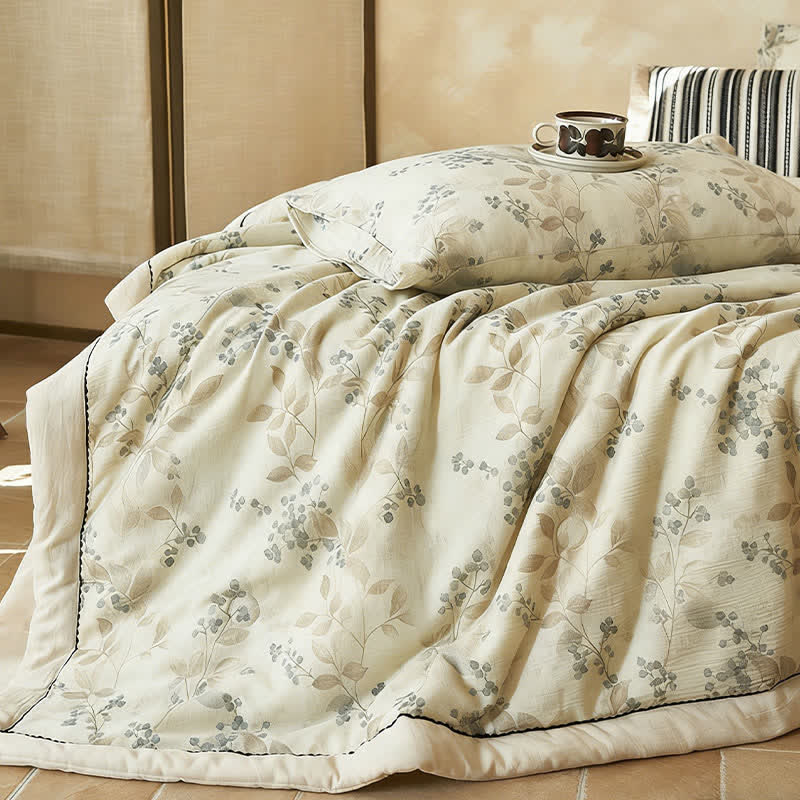 Fruit & Leaf Cotton Linen Quilt - image 4