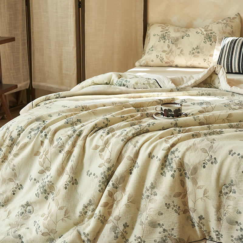 Fruit & Leaf Cotton Linen Quilt - image 5