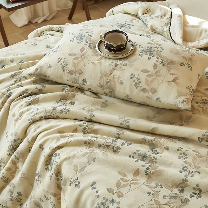 Fruit & Leaf Cotton Linen Quilt - image 9