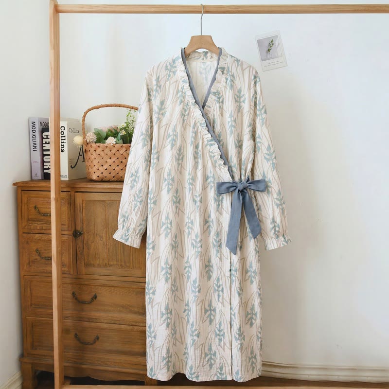 Abstract Art Print Ruffled Nightgown - Gray - 3XL - image 0