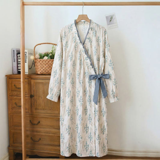 Abstract Art Print Ruffled Nightgown - Gray - 3XL - image 0