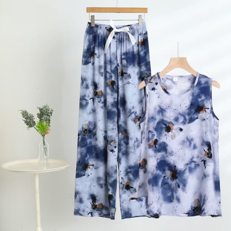 Blue Tie-Dye Tank & Pants Pajama Set - Blue - 5XL - image 0