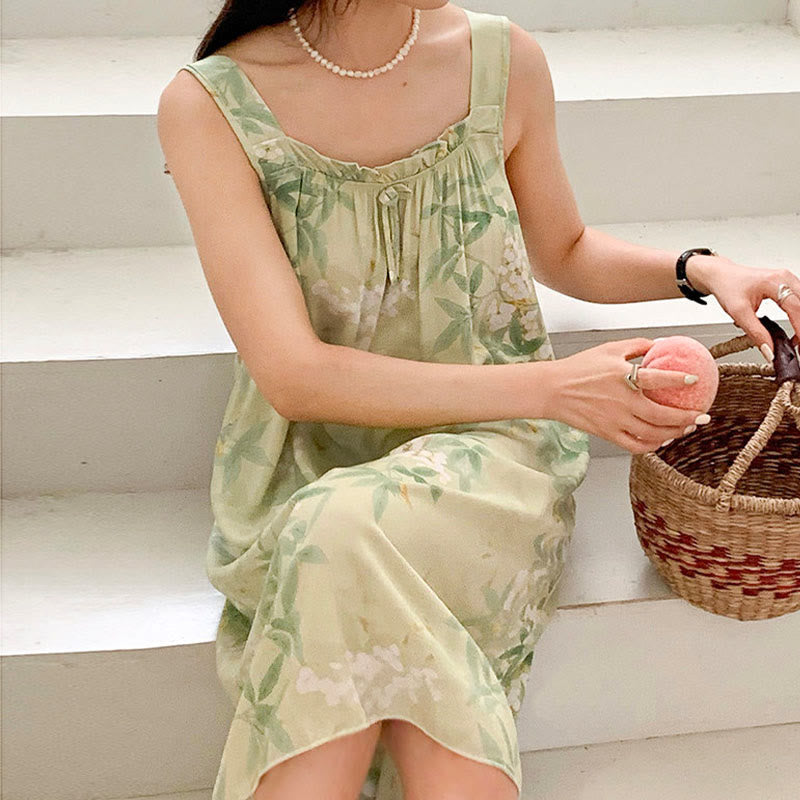 Ownkoti Green Leaf & Floral Sleeveless Nightgown - image 2