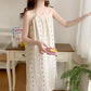 Striped Floral Cotton Gauze Camisole Nightgown - image 6