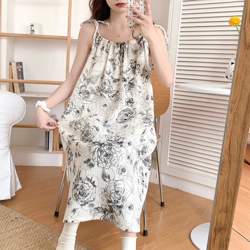 Artistic Ink Floral Cotton Camisole Nightgown - image 6