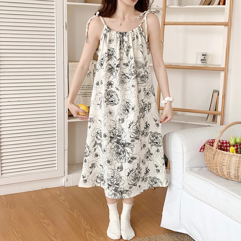 Artistic Ink Floral Cotton Camisole Nightgown - image 3