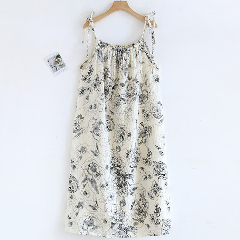 Artistic Ink Floral Cotton Camisole Nightgown - image 2