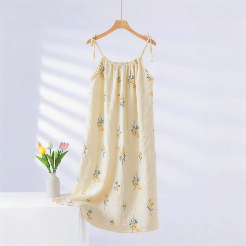 Country Style Floral Camisole Nightgown - Beige - XXL - image 0