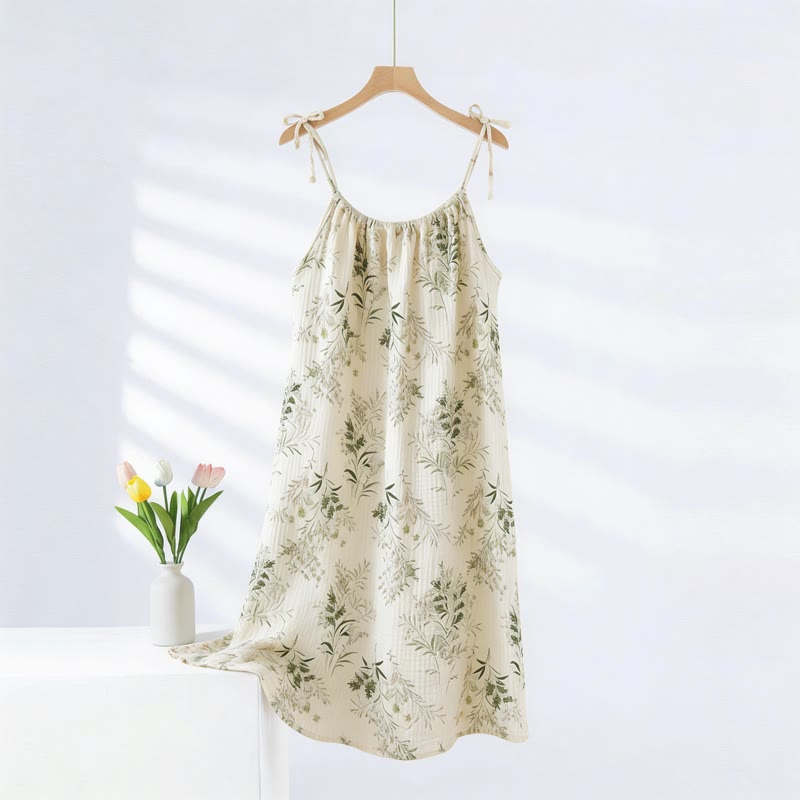 Fresh Country Leaf Cotton Camisole Nightgown - Beige - XXL - image 0