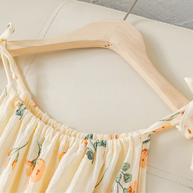 Orange Floral Cotton Gauze Camisole Nightgown - image 2