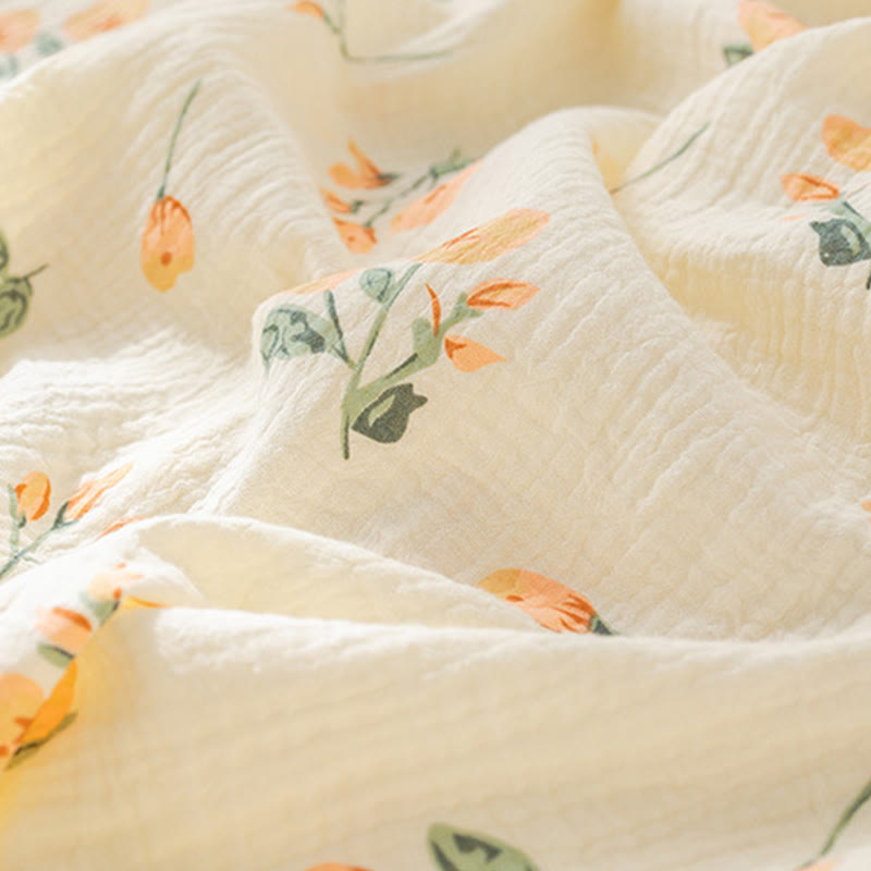 Orange Floral Cotton Gauze Camisole Nightgown - image 3