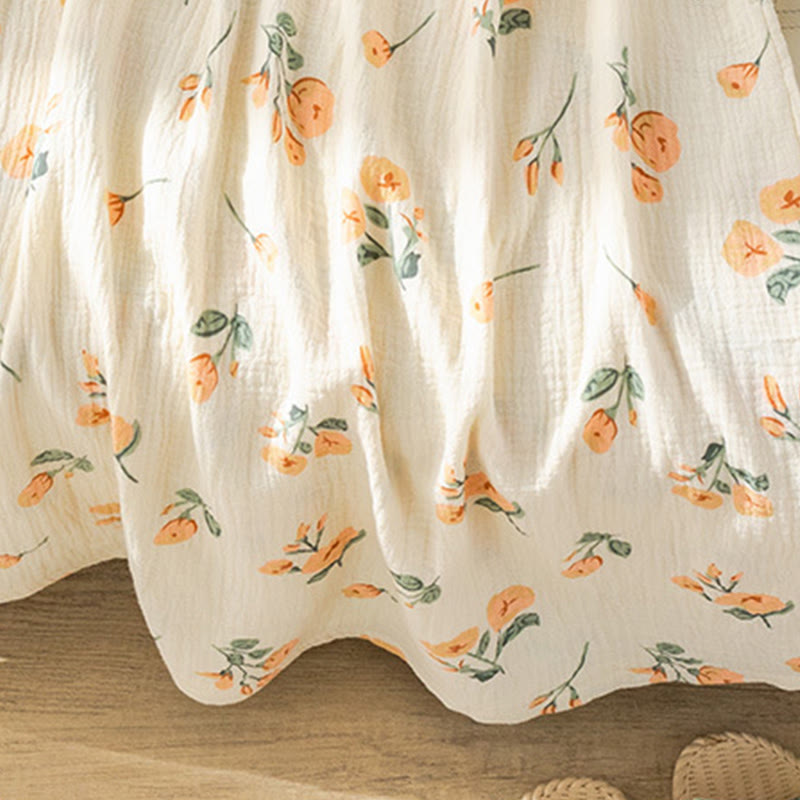 Orange Floral Cotton Gauze Camisole Nightgown - image 4