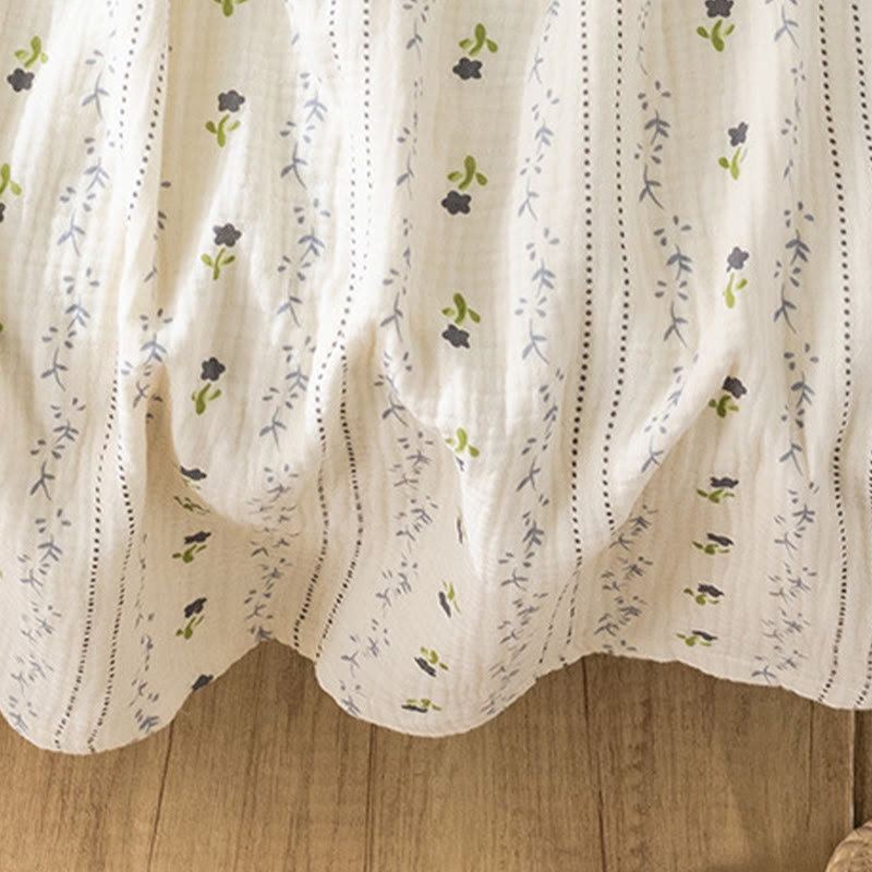 Striped Floral Cotton Gauze Camisole Nightgown - image 8