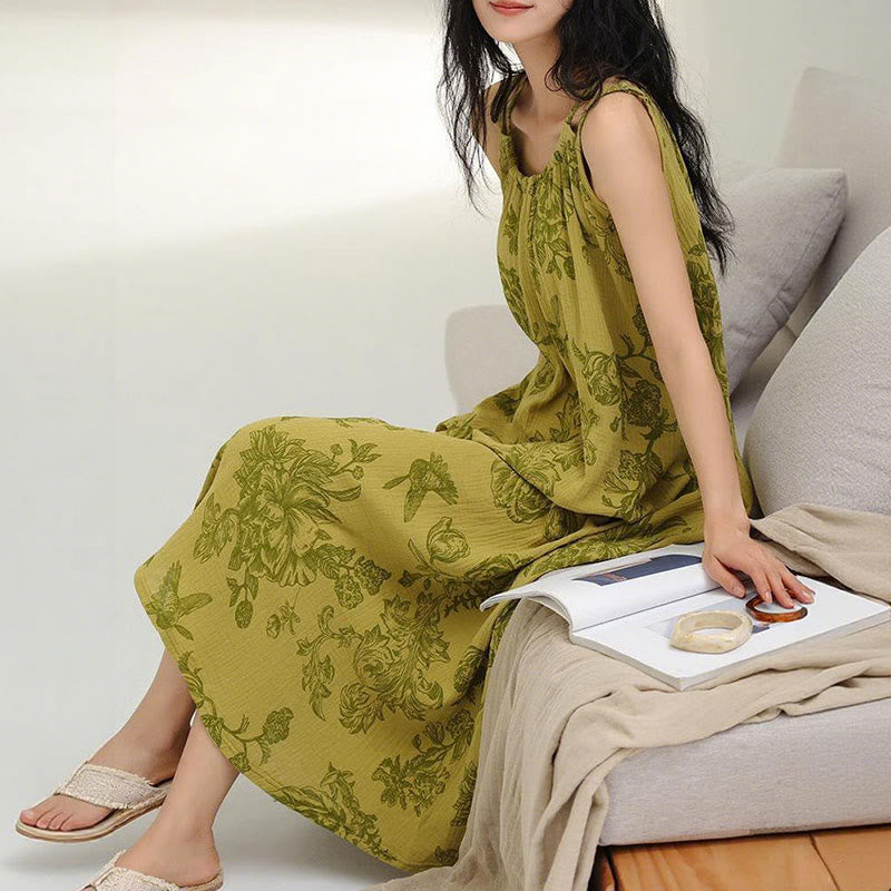 Green Floral Pure Cotton Camisole Nightgown - image 4